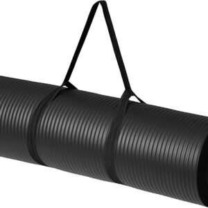 Yoga Mat with Carrying Strap, Cushioned Support, for Fitness and Gym Workouts